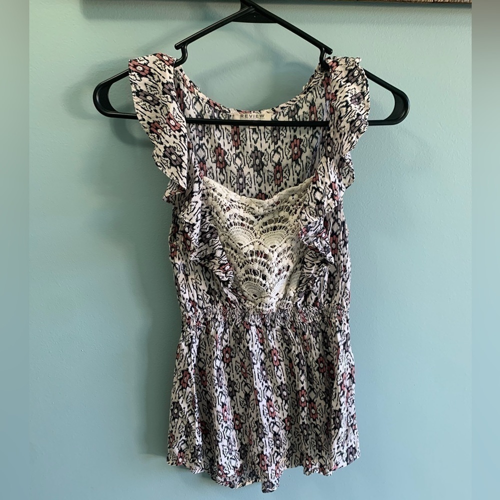 Review never established women’s extra small top with crochet work